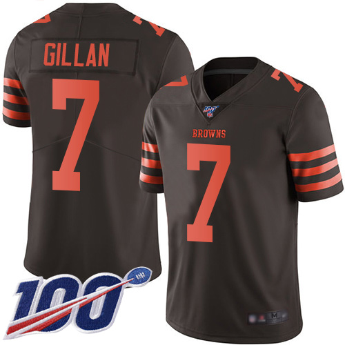 Cleveland Browns Jamie Gillan Men Brown Limited Jersey 7 NFL Football 100th Season Rush Vapor Untouchable